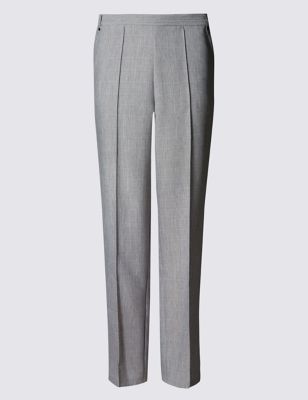 Pull On Textured Tapered Leg Trousers